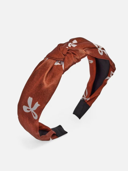 Royalfashion Satenast naglavni trak za lase s pletenjem in potiskom