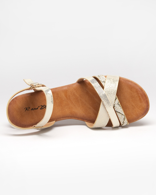 Zlaté dámske klinové sandále Saline - Topánky