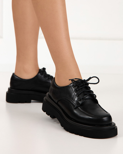 Čierne dámske topánky z ekokože so šnurovaním Gerin - Obuv