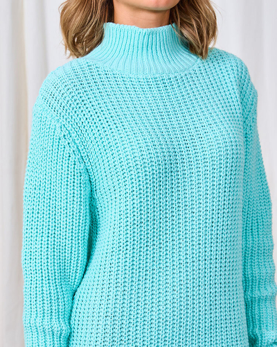 Royalfashion Mint dámske svetrové šaty s rolákom