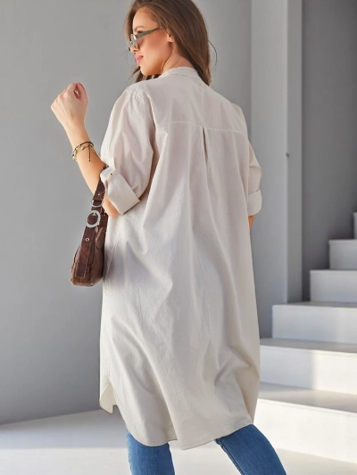 Royalfashion Bavlnená dlhá oversized košeľa pre ženy