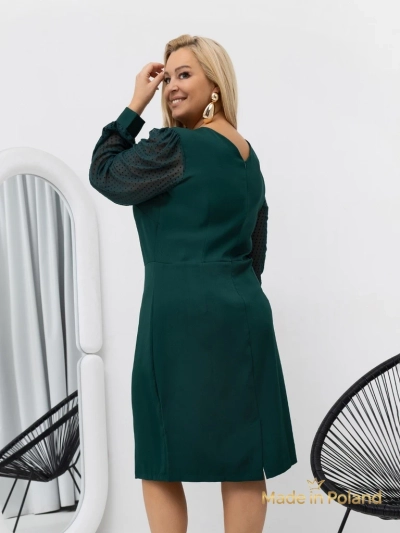 Elegantna ženska mini obleka z mrežastimi rokavi Evilla
