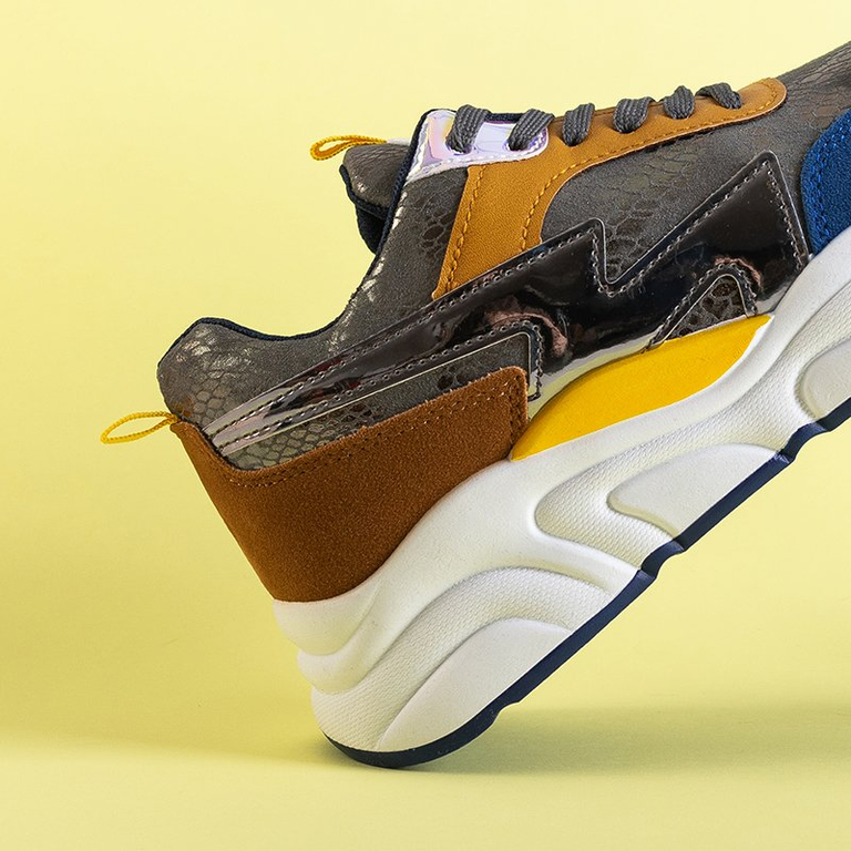 Šedá dámska športová obuv s farebnými vložkami Masze - Obuv