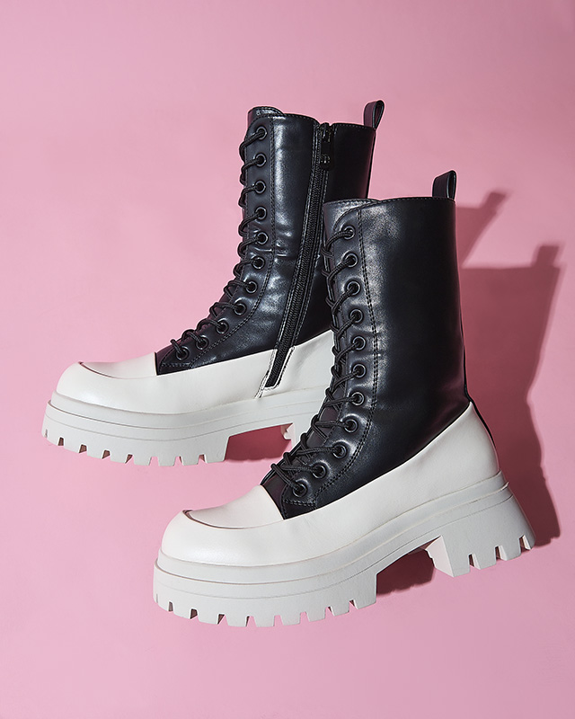 Čierno-béžové dámske vysoké čižmy Susker - Obuv