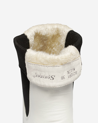 Ženski Gležnarji Astra Beli Usnjeni Elegantni za Jesen