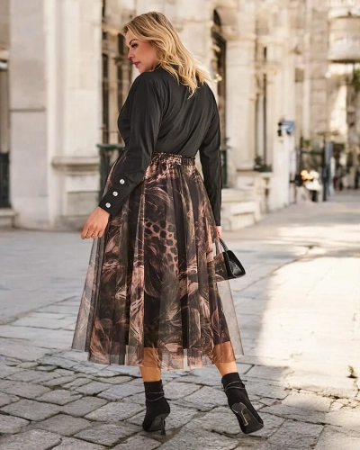 Royalfashion Dámska midi sukňa s dvomi vrstvami
