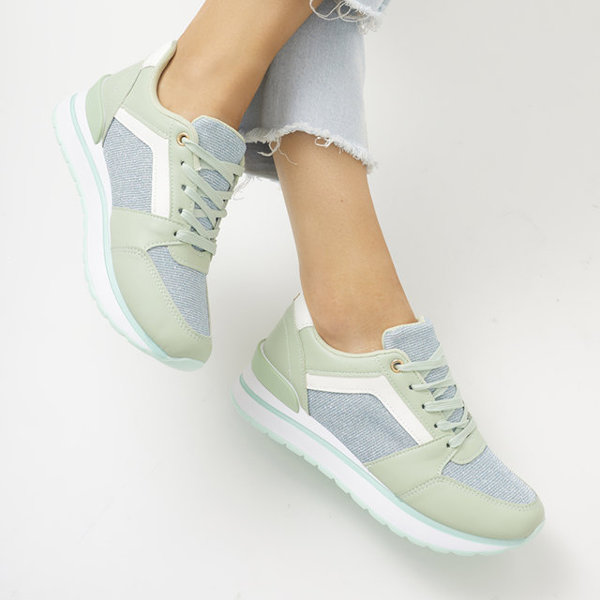 Zelené dámske športové tenisky s trblietkami Berilan - Obuv