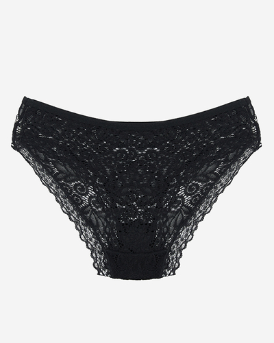 Čierne jednofarebné čipkované nohavičky pre ženy - Spodná bielizeň