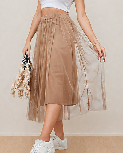 Royalfashion Dámska dvojvrstvová midi sukňa