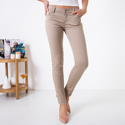 Dámske rovné nohavice khaki farby - Oblečenie