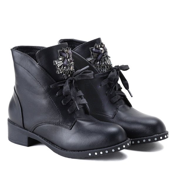 Czarne workery z ozdobą Haven- Obuwie