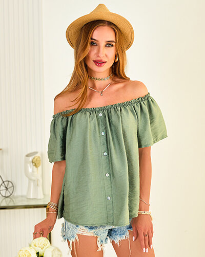 Royalfashion Dámska blúzka a'la hiszpanka s ozdobnými gombíkmi