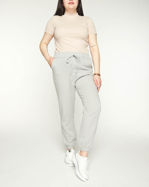 Dámske sivé látkové joggery PLUS SIZE - Oblečenie