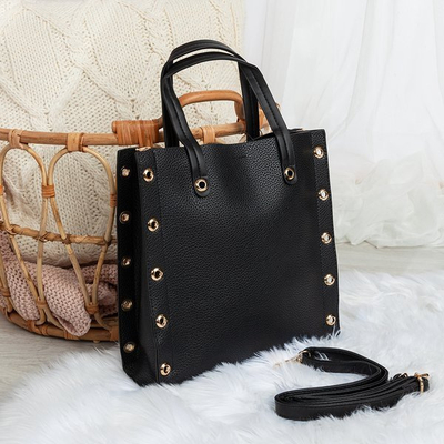 Stredne čierna taška cez rameno z ekokože - Kabelky