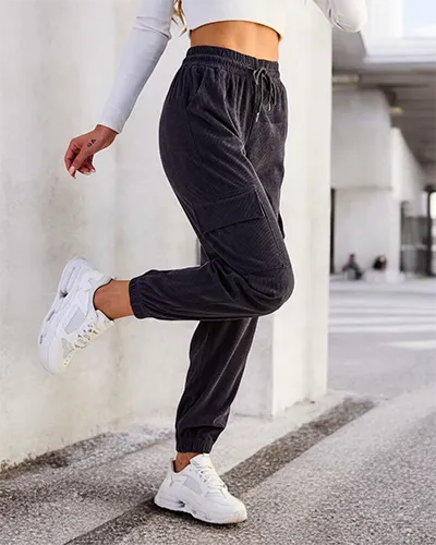 Royalfashion Dámske rebrované nohavice