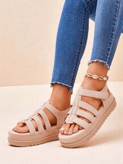 Sandali Royalfashion - Caligae Bež Semiš na Platformi - Idealni za Poletje in Pomlad