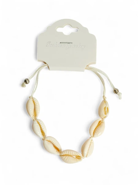 Ženska zapestnica s školjkami in nastavitvijo