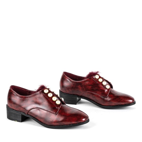 Bordové polobotky s perlami Nessi - Obuv