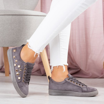 Szare tenisówki z ozdobami Jasan - Obuwie