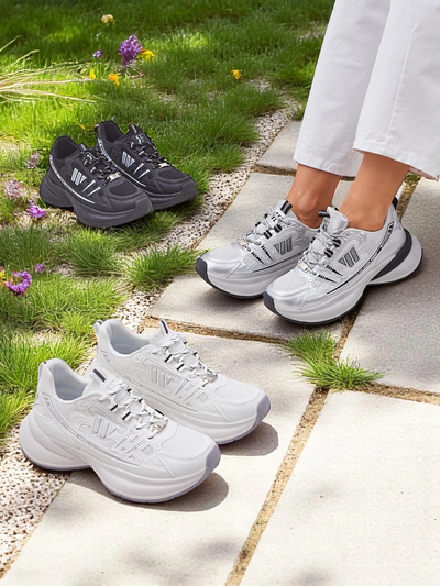 Ženski športni čevlji Royalfashion Hypatia črni s plosko peto 5 cm