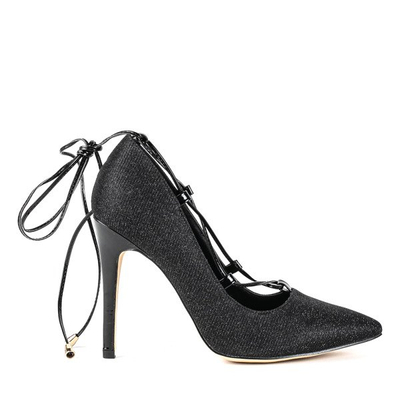 Černé pumpy na podpatku s elfským nosem - Obuv 1