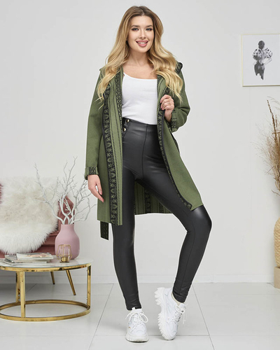 Tmavo zelený dámsky prehoz na posteľ a'la s ornamentom - Oblečenie