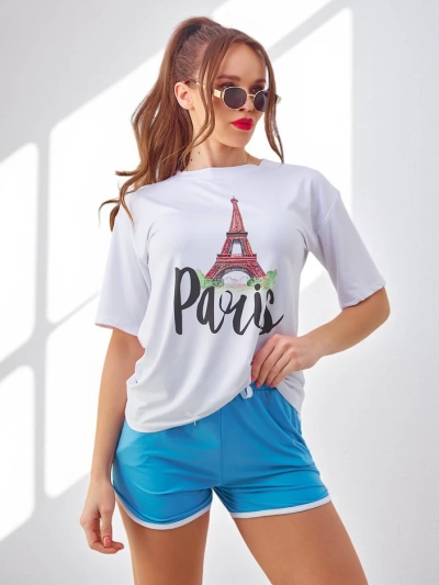 Royalfashion Dámsky športový set s tričkom a šortkami Paris