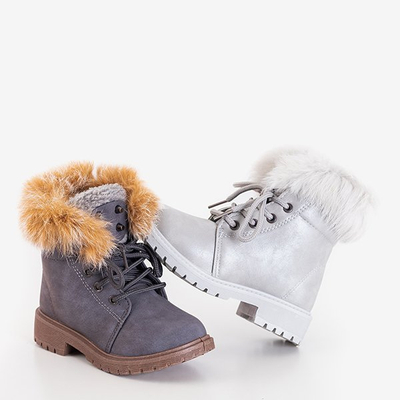 Detské čižmy striebornej farby Zendisqa s kožušinou - obuv