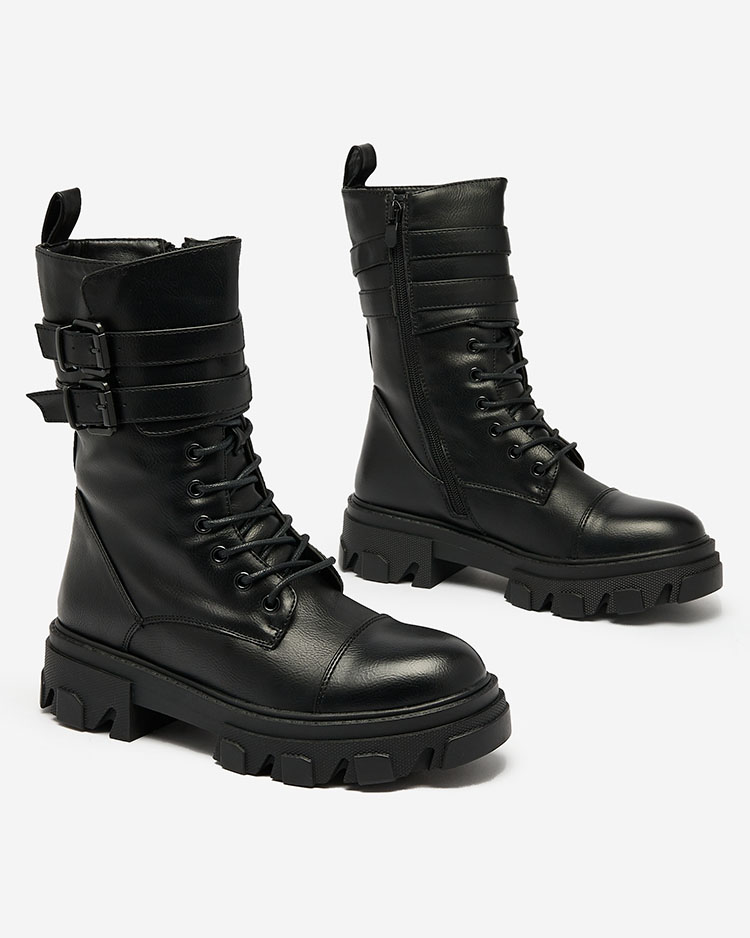 Royalfashion Dámske bagger čižmy z ekokože v čiernej farbe Faserti