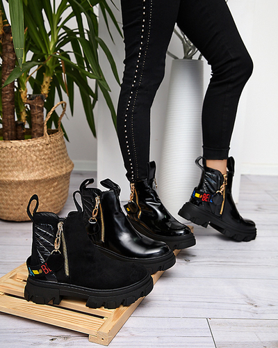 Dámske čierne lakované čižmy Osallu - Footwear