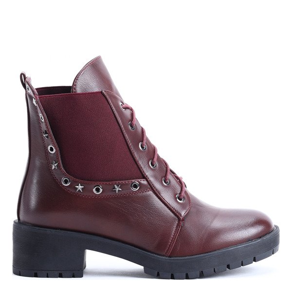 Bordowe workery Ember- Obuwie