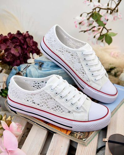 Aurelia Bianco - Odprte bele superge Royalfashion iz tkanine, velikost 40