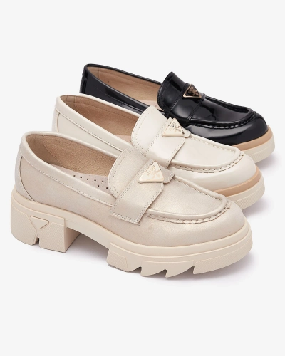 Lakované čierne dámske mokasíny so zdobením Sarix - Obuv