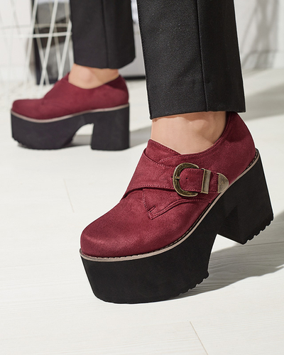 Bordové dámske poltopánky na vysokom podpätku Kiacca- Obuv