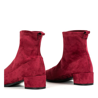 Bordowe botki na płaskim obcasie Tanith - Obuwie