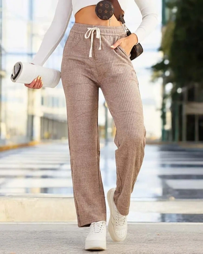 Royalfashion Dámske široké rebrované nohavice PLUS SIZE