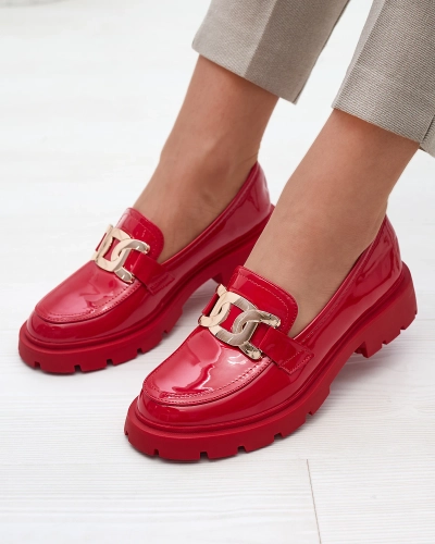 Červené lakované mokasíny pre ženy Pogola- Obuv