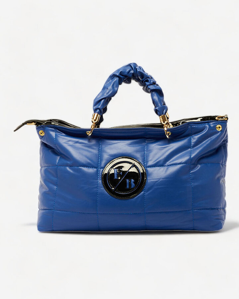 Royalfashion Cobalt dámska prešívaná shopper kabelka s nášivkou