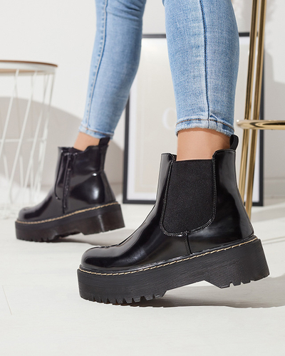 Čierne dámske čižmy na hrubšej podrážke Mallitt- Obuv