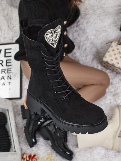 Eko semiš ženski gležnarji z vezalkami Emelune