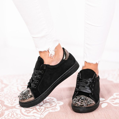 Emilyana Black Cubic Zirconia Sneakers - Obuv