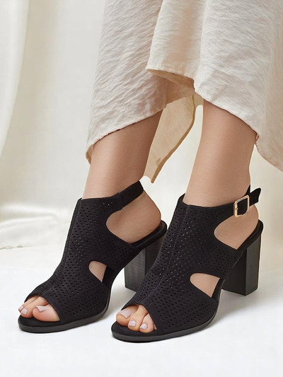 Royalfashion dámske sandále na širokom podpätku s výrezmi Abetle