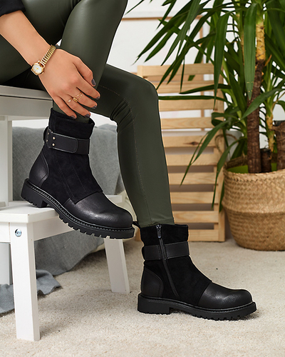 Čierne dámske čižmy bez podpätku s plochým podpätkom Wetefa - Obuv