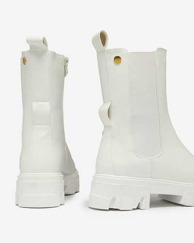 OUTLET Dámske vysoké čižmy v bielej farbe Vyvieva- Obuv