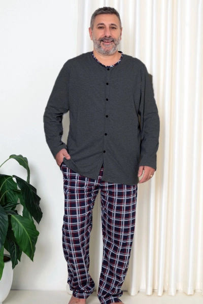 Royalfashion Pánske bavlnené kárované pyžamo PLUS SIZE