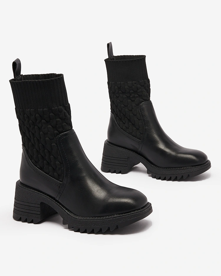 Royalfashion Čierne dámske čižmy Acigog na plochom podpätku