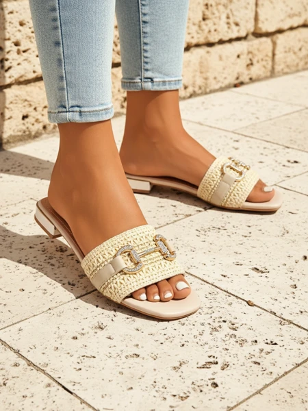 Royalfashion Ženski pleteni natikači z okrasjem Aeterna