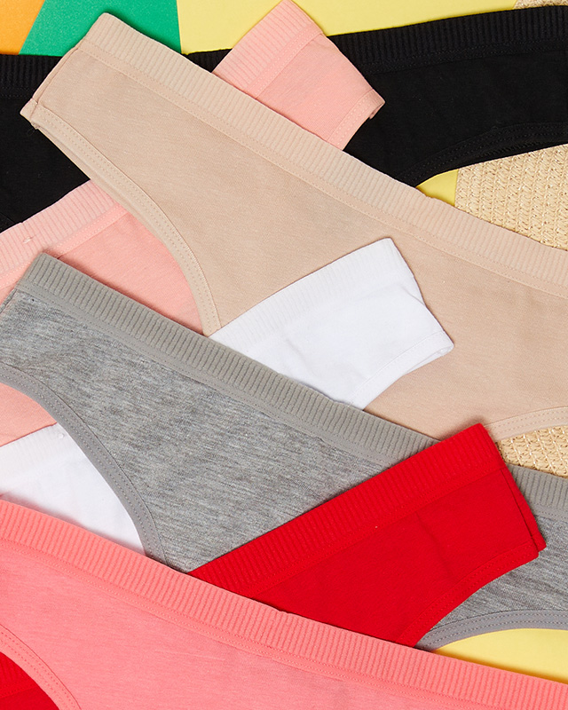 Dámske hladké bavlnené tangá PLUS VEĽKOSŤ 7 / bal - Spodná bielizeň