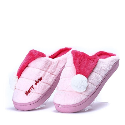 Jasnoróżowe kapcie z pomponikiem Santa- Obuwie