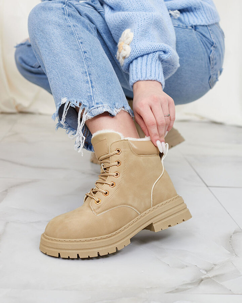 Royalfashion Béžové dámske zateplené trapperské čižmy Radoras